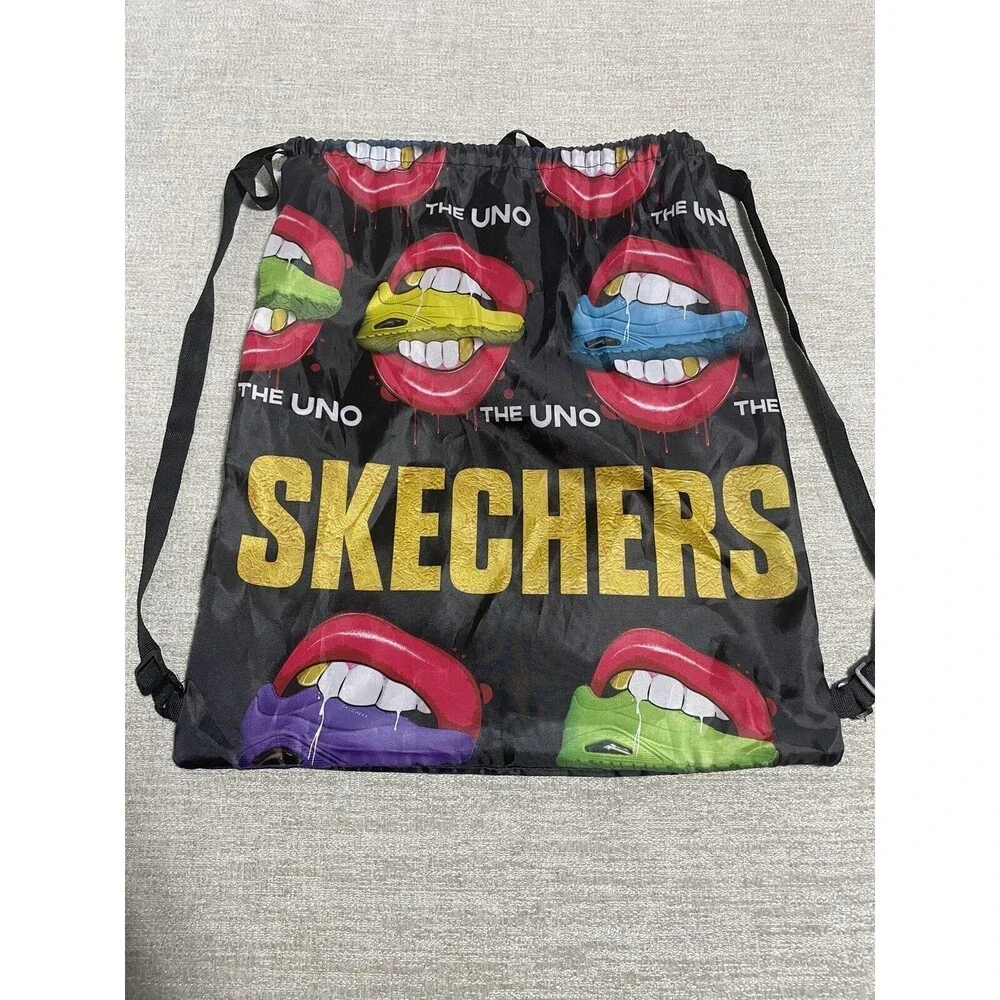The Uno Sketchers Shoes Drawstring Backpack Bag 20x17 Gym Bag